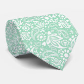 Neo Mint en White Romantic Paisley Pattern Stropdas (Opgerold)