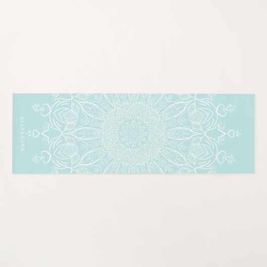 Neo Mint en Wit Gepersonaliseerde Boho Mandala Yogamat (Voorkant (horizontaal))