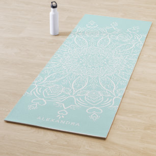 Neo Mint en Wit Gepersonaliseerde Boho Mandala Yogamat