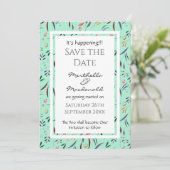 NEO MINT Floral, het is gepersonaliseerd. Save The Date (Staand voorkant)