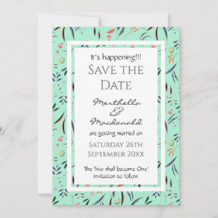 NEO MINT Floral, het is gepersonaliseerd. Save The Date