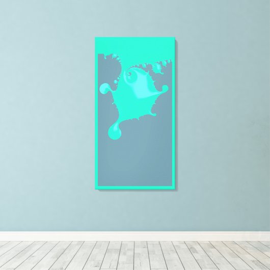 Neo Mint Fractal Natte Verf. Minimale Abstracte ve Canvas Afdruk (Insitu (Houten vloer))
