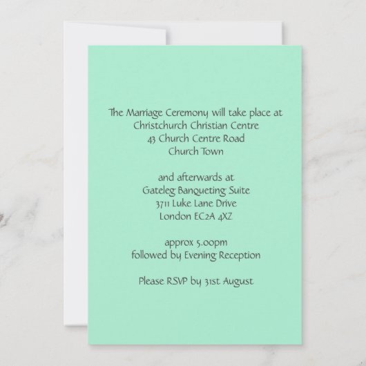 Neo Mint Gepersonaliseerde Bloemenbruiloft Kaart (Achterkant)