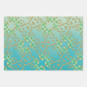 Neo Mint Gold Wrapping Paper flatpanel set met 3 v (Voorkant 3)