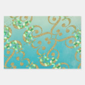 Neo Mint Gold Wrapping Paper flatpanel set met 3 v (Voorkant)
