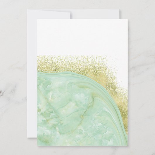 Neo-mint goudmarmer-agaatkalligrafie kaart (Achterkant)