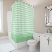 Neo Mint Green en White Gingham Douchegordijn (In situ)