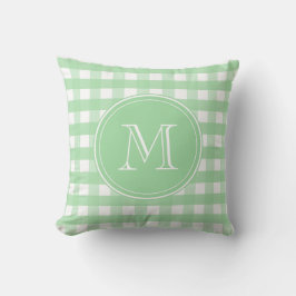 Neo Mint Green en White Gingham Kussen