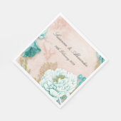 Neo Mint Green Flowers en Blush Pink Boho Wedding Servet (Hoek)