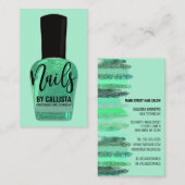 Neo Mint Green Glitter Nail Polish Nail Technician Visitekaartje (Voorkant / Achterkant)