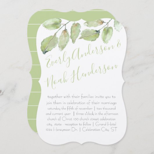 Neo Mint Greenery Typography Fall Wedding Kaart (Voorkant / Achterkant)