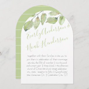 Neo Mint Greenery Typography Fall Wedding Kaart