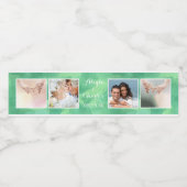 Neo Mint Groene Waterverf Bruiloft Fotocollage Waterfles Etiket (Enkel label)