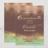 Neo mint kaneel roos gouden folie waterverf Quince Kaart (Voorkant / Achterkant)