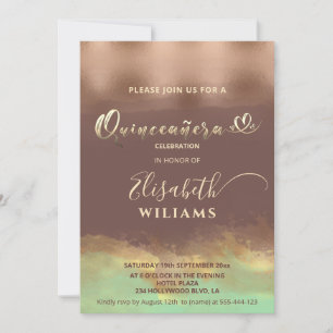 Neo mint kaneel roos gouden folie waterverf Quince Kaart