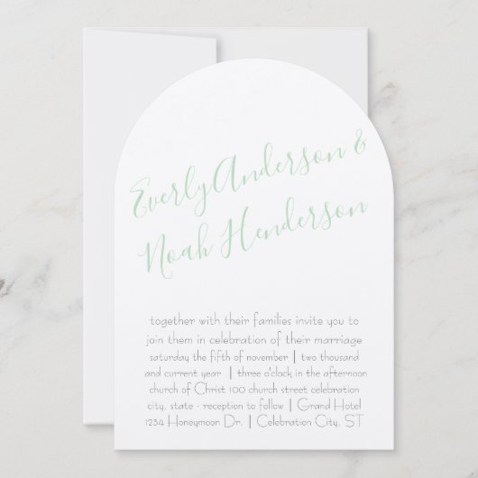 Neo Mint Minimalist Typography Wedding Kaart (Voorkant)