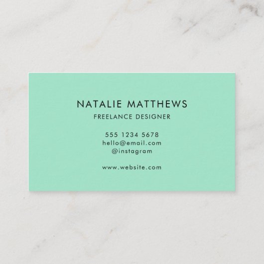 Neo Mint | Minimalistisch stijlvol handschrift Visitekaartje (Achterkant)