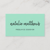 Neo Mint | Minimalistisch stijlvol handschrift Visitekaartje (Voorkant)