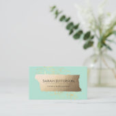 Neo Mint Modern Elegant Gold Foil Professional Visitekaartje (Staand voorkant)