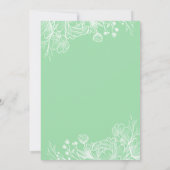 Neo Mint Modern White Floral Engagement Party Kaart (Achterkant)