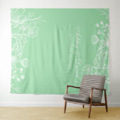 Neo Mint Modern White Floral Foto Booth Backdrop Wandkleed (In Situ (horizontaal))