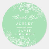 Neo Mint Modern White Floral Weddenschap Ronde Sticker (Voorkant)