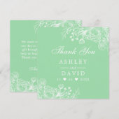 Neo Mint Moderne Witte Bloemige Dankkaart Bedankkaart (Voorkant / Achterkant)