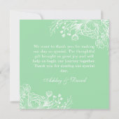 Neo Mint Moderne Witte Bloemige Dankkaart Bedankkaart (Achterkant)