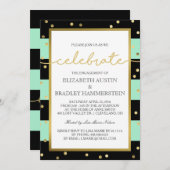 Neo Mint mousserende strepen | Engagement Party Kaart (Voorkant / Achterkant)