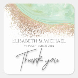 Neo mint roos gouden agaat kalligrafie bedankt vierkante sticker