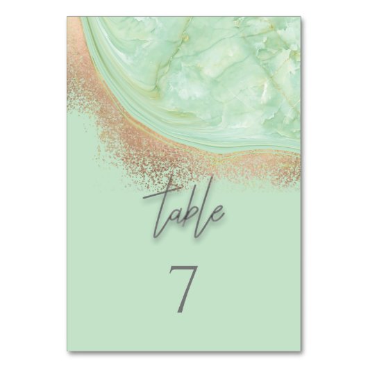 Neo mint rosegold marble agate kalligrafie elegant kaart (Achterkant)