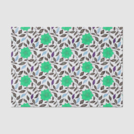 Neo Mint  Style China Poppy Floral Pattern Tissuepapier