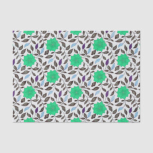 Neo Mint  Style China Poppy Floral Pattern Tissuepapier