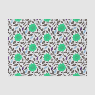 Neo Mint  Style China Poppy Floral Pattern Tissuepapier