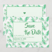 Neo Mint Tropical Palm Leaves Save the Date Kaart (Voorkant / Achterkant)