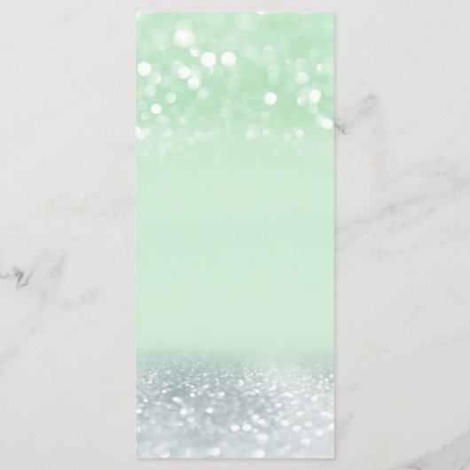 Neo mint zilver chic glinsterende trendy kalligraf menu (Achterkant)