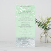 Neo mint zilver chic glinsterende trendy kalligraf menu (Staand voorkant)