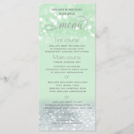 Neo mint zilver chic glinsterende trendy kalligraf menu