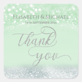 Neo mint zilverkleurige galerijtrendy-kalligrafie vierkante sticker