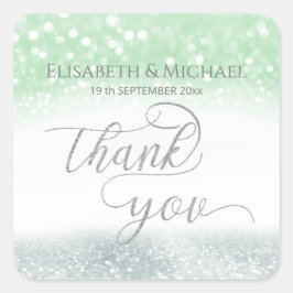 Neo mint zilverkleurige galerijtrendy-kalligrafie vierkante sticker