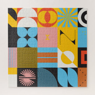 Neo-moderne abstracts: geometrische jazz legpuzzel