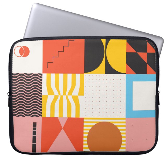 Neo Modernisme kunstwerkpatroon gemaakt met abstra Laptop Sleeve (Voorkant)