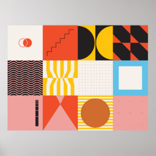Neo Modernisme kunstwerkpatroon gemaakt met abstra Poster