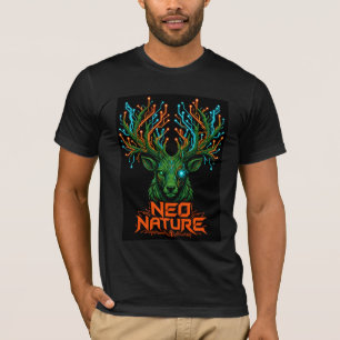 Neo Natuur Cybernetisch Rendiergewei Circuit Grafi T-shirt
