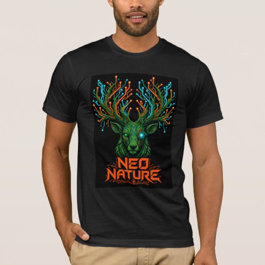 Neo Natuur Cybernetisch Rendiergewei Circuit Grafi T-shirt (Voorkant)