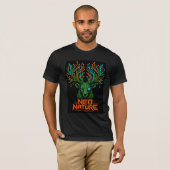 Neo Natuur Cybernetisch Rendiergewei Circuit Grafi T-shirt (Voorkant volledig)