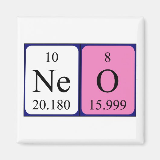 Neo periodieke tabel naam magneet (Voorkant)
