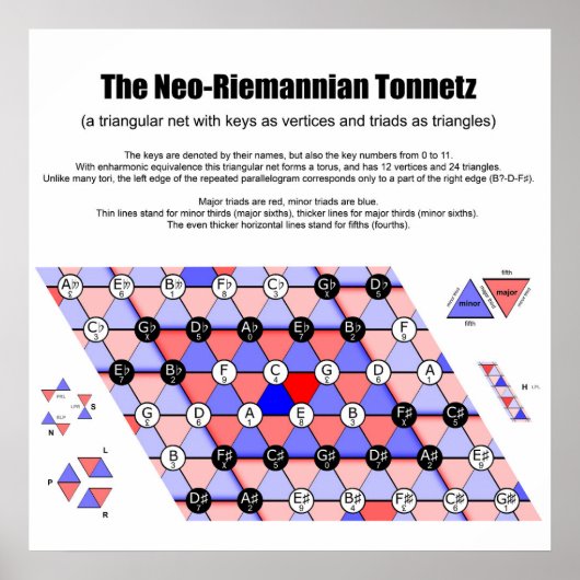 Neo-Riemannian Tonnetz Music Diagram Belangrijkste Poster (Voorkant)
