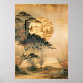 Neo-Rinpa Maanverlicht Bos uit Literaire Kunstpagi Poster