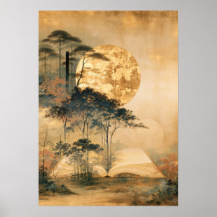 Neo-Rinpa Maanverlicht Bos uit Literaire Kunstpagi Poster